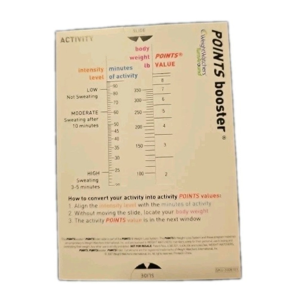 RARE Weight Watchers TurnAround Points Finder Booster Slide Slider WW Calculator